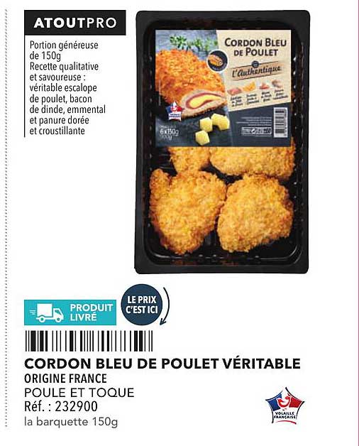 CORDON BLEU DE POULET VÉRITABLE