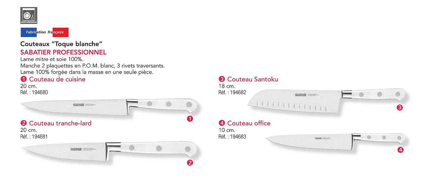 Couteaux "Toque blanche" SABATIER PROFESSIONNEL