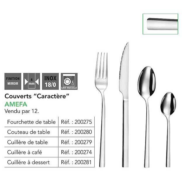 Couverts "Caractère" AMEFA