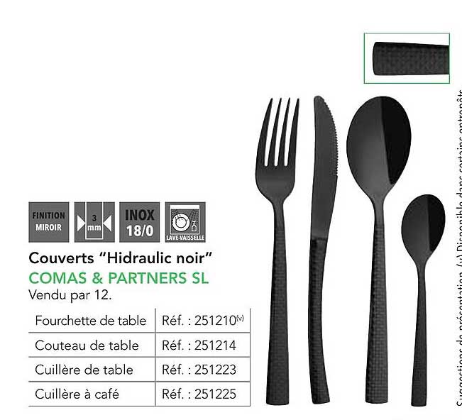 Couverts "Hidraulic noir" COMAS & PARTNERS SL