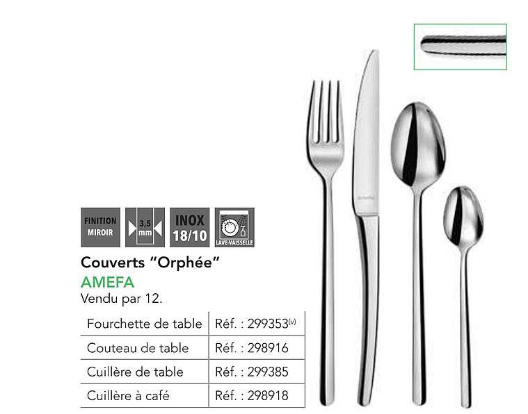 Couverts "Orphée" AMEFA