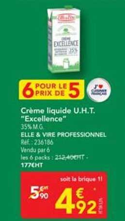 Crème liquide U.H.T. 'Excellence' 35% M.G.