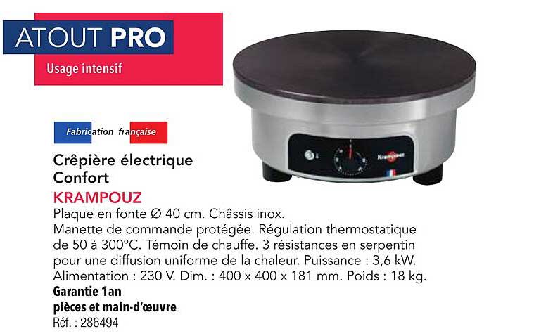 Crêpière électrique Confort KRAMPOUZ