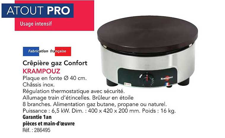 Crêpière gaz Confort KRAMPOUZ