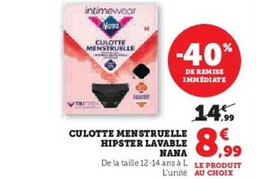 CULOTTE MENSTRUELLE HIPSTER LAVABLE NANA