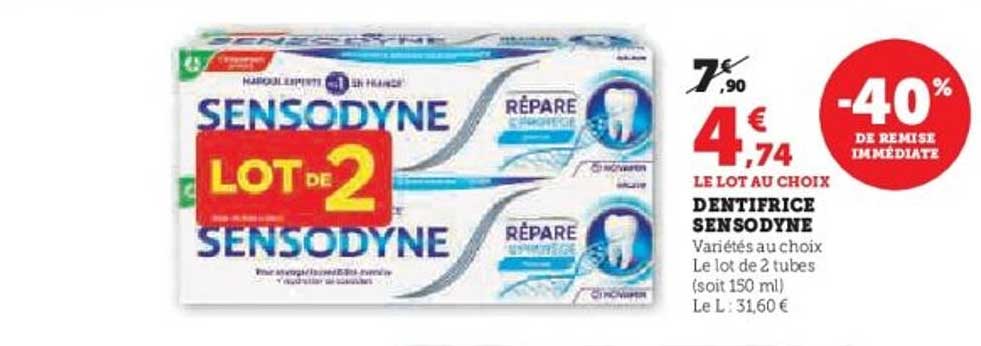 DENTIFRICE SENSODYNE Lot de 2