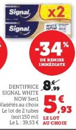 DENTIFRICE SIGNAL WHITE NOW 3en1