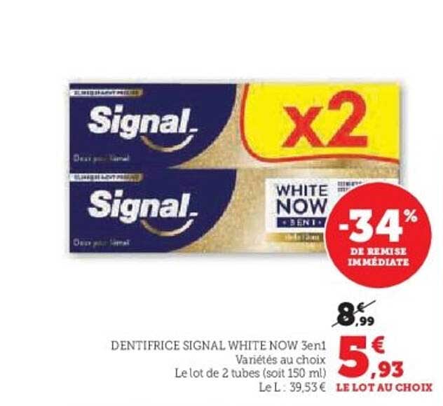 DENTIFRICE SIGNAL WHITE NOW 3en1