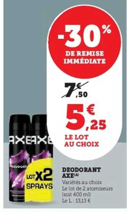 DEODORANT AXE(A) LOT X2 SPRAYS