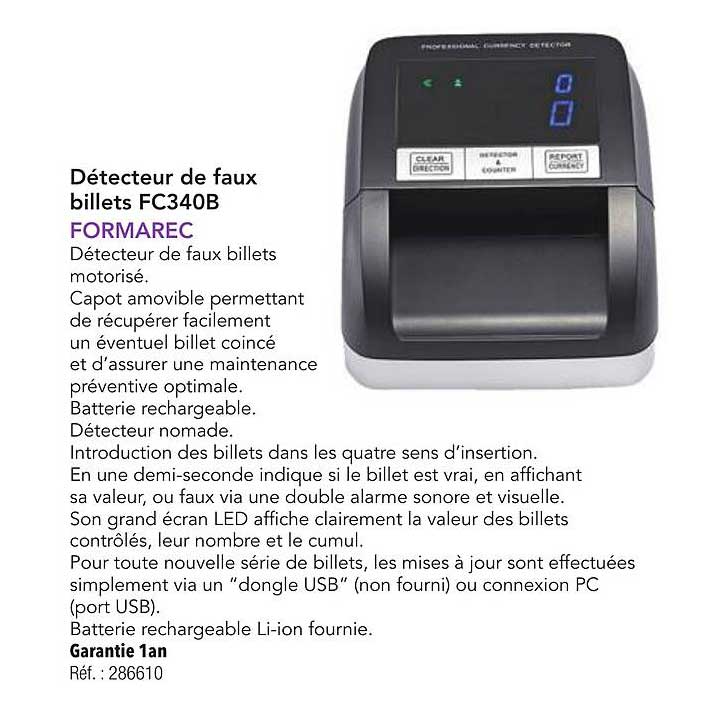 Détecteur de faux billets FC340B FORMAREC