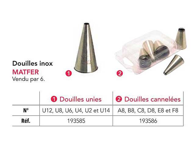 Douilles inox MATFER Vendu par 6.