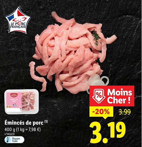 Émincés de porc