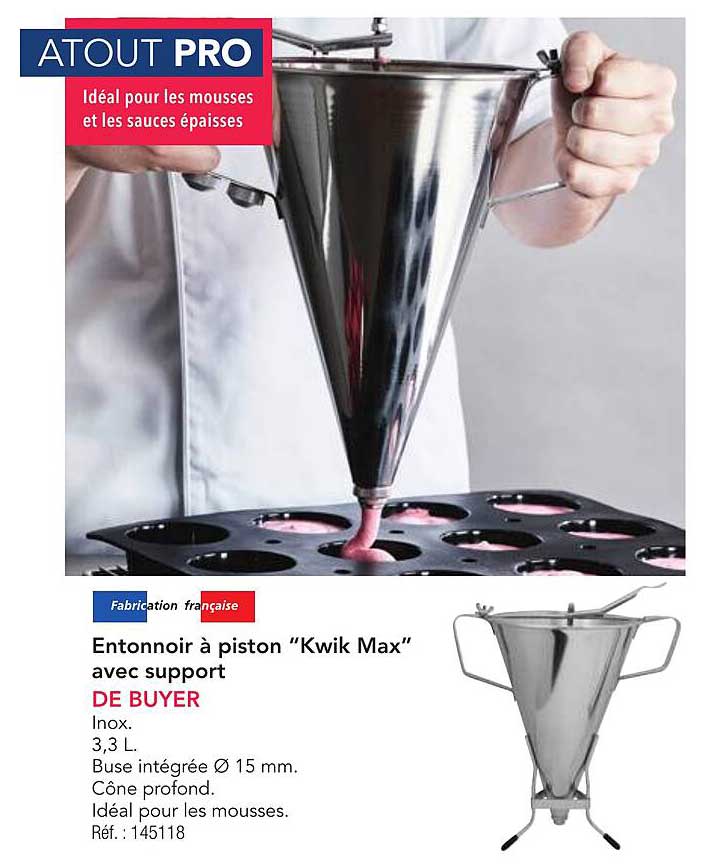 Entonnoir à piston "Kwik Max" avec support