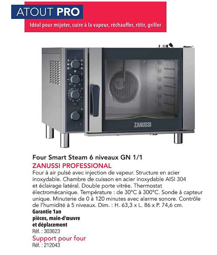 Four Smart Steam 6 niveaux GN 1/1 ZANUSSI PROFESSIONAL