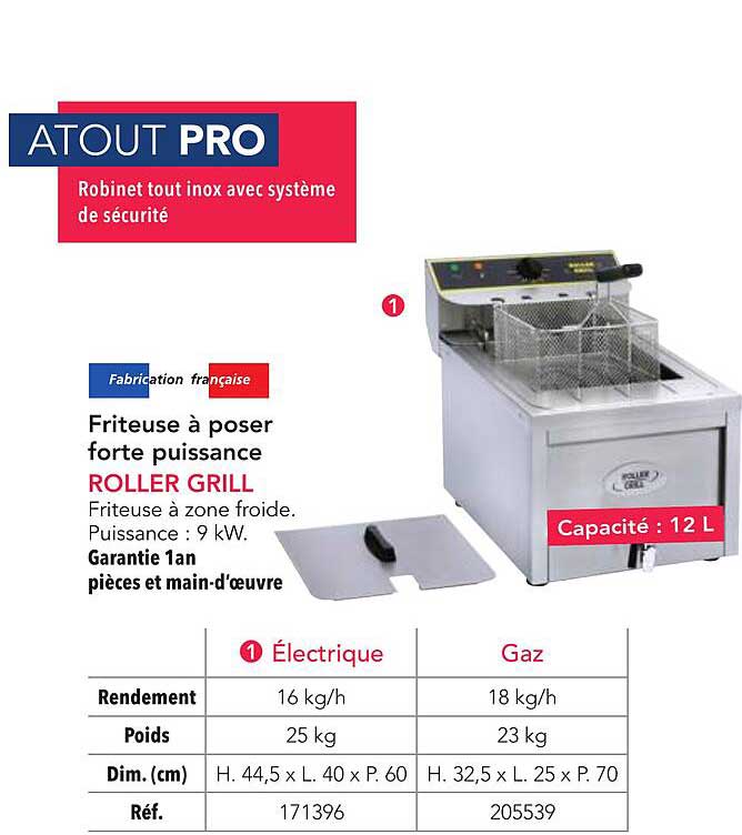 Friteuse à poser forte puissance ROLLER GRILL