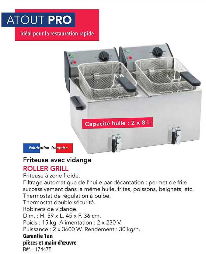Friteuse avec vidange ROLLER GRILL