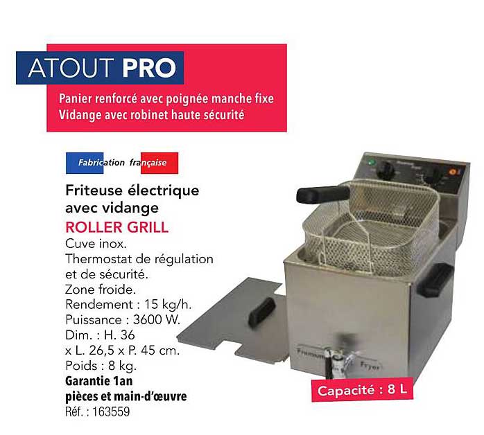 Friteuse électrique avec vidange ROLLER GRILL