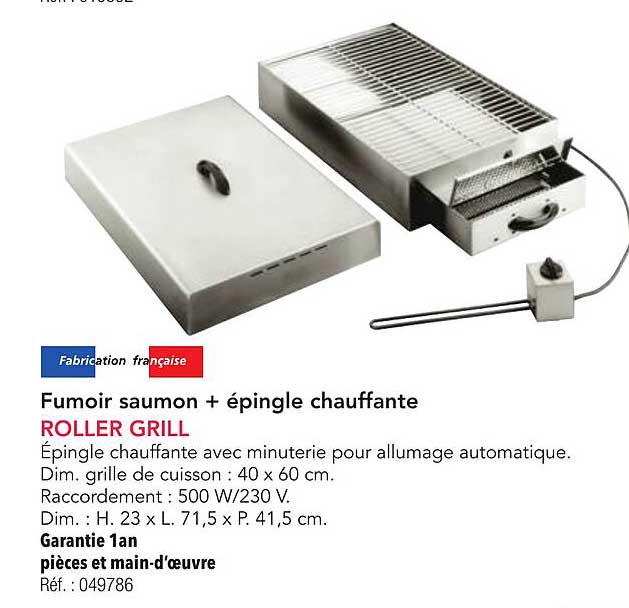 Fumoir saumon + épingle chauffante ROLLER GRILL