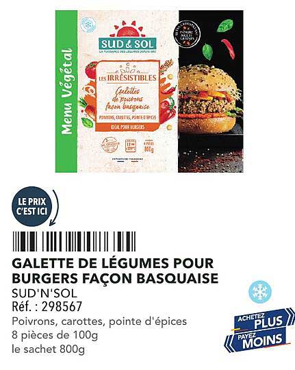 GALETTE DE LÉGUMES POUR BURGERS FAÇON BASQUAISE