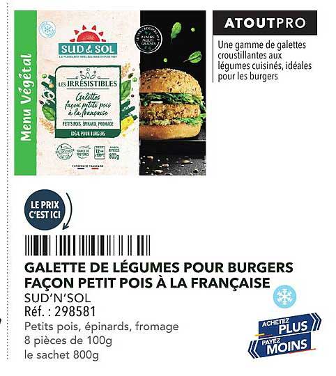 GALETTE DE LÉGUMES POUR BURGERS FAÇON PETIT POIS À LA FRANÇAISE