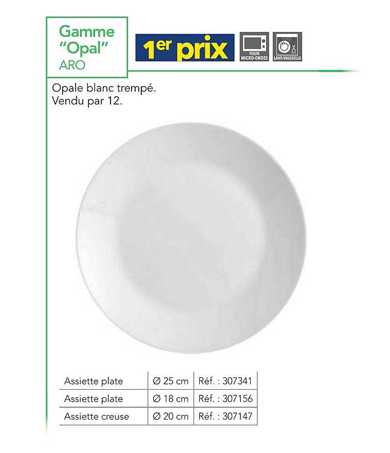 Gamme "Opal" ARO - Assiette blanche