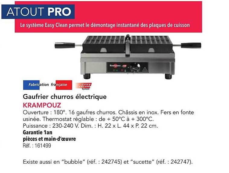 Gaufrier churros électrique KRAMPOUZ