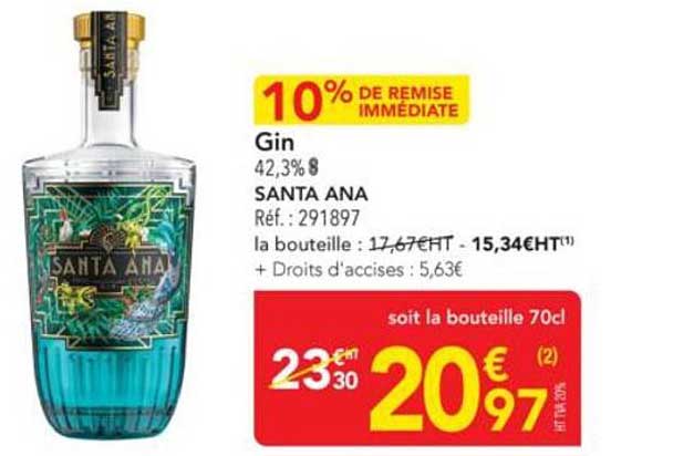 Gin Santa Ana - 10% de remise immédiate