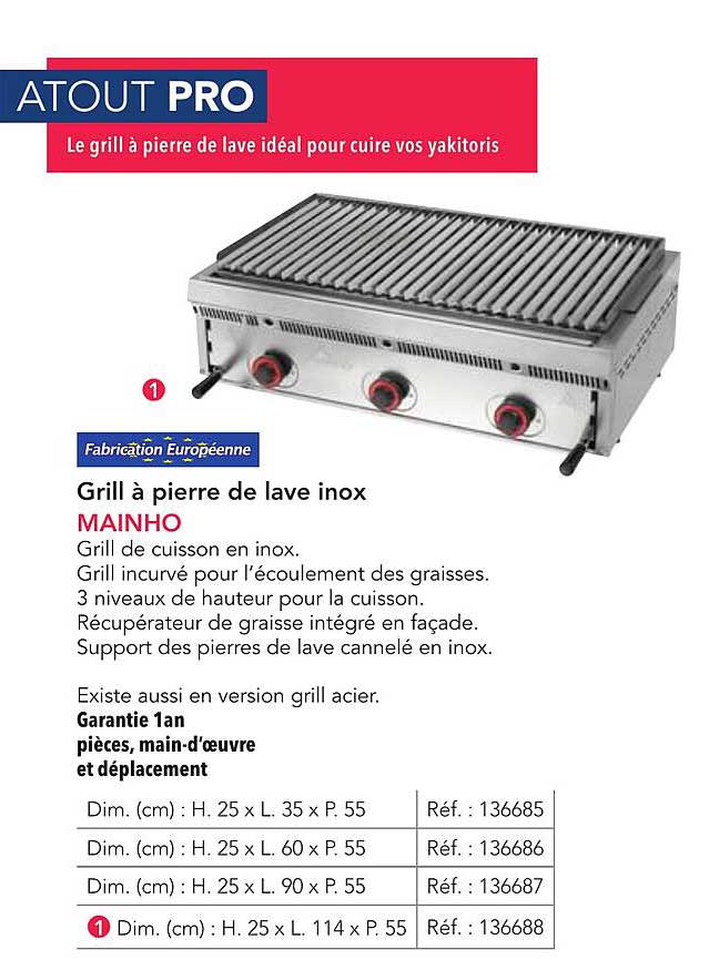 Grill à pierre de lave inox MAINHO