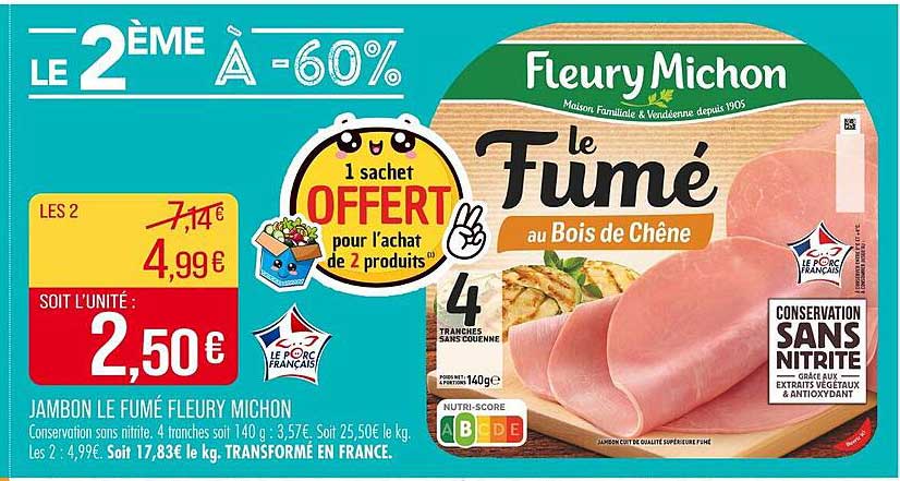 JAMBON LE FUMÉ FLEURY MICHON