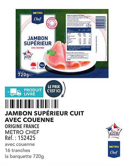 JAMBON SUPÉRIEUR CUIT AVEC COUENNE