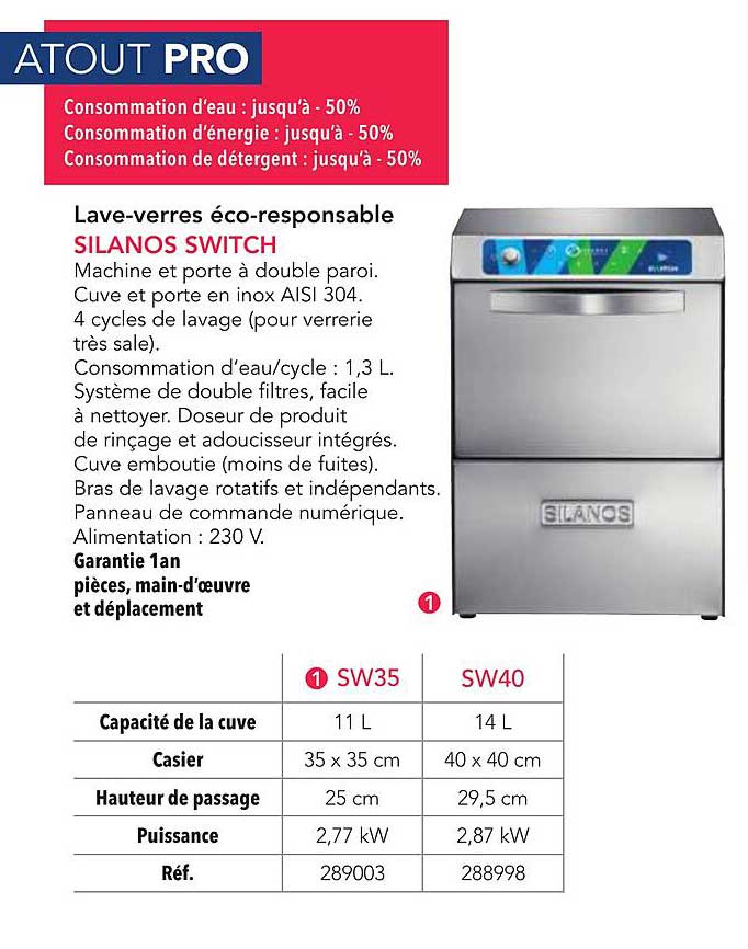 Lave-verres éco-responsable SILANOS SWITCH