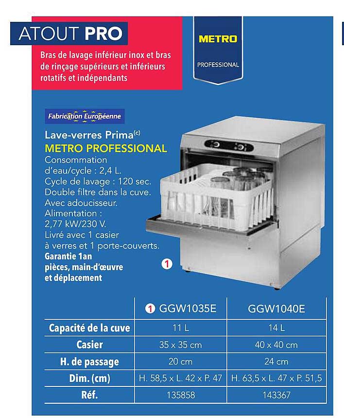 Lave-verres Prima® METRO PROFESSIONAL