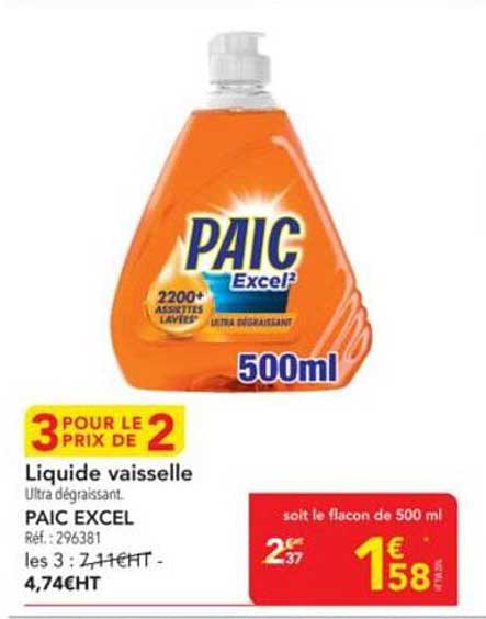 Liquide vaisselle PAIC Excel 500ml