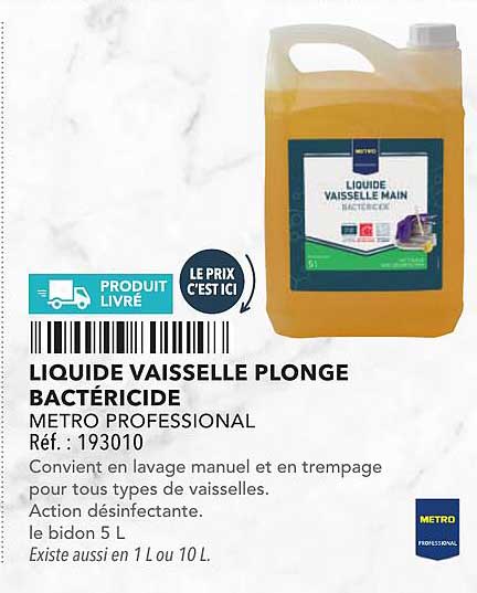 LIQUIDE VAISSELLE PLONGE BACTÉRICIDE