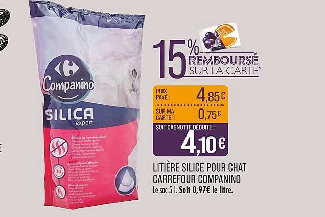 Litière Silice pour Chat Carrefour Companino
