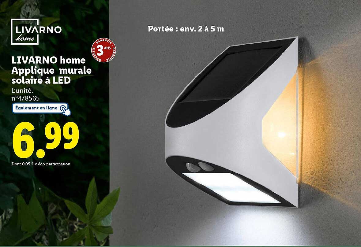 LIVARNO home Applique murale solaire à LED