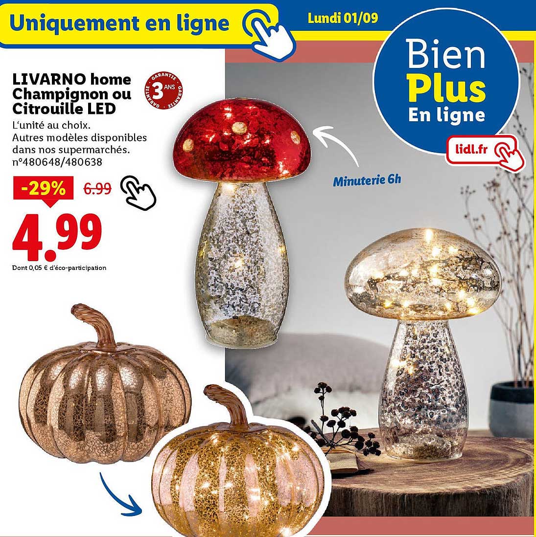 LIVARNO home Champignon ou Citrouille LED