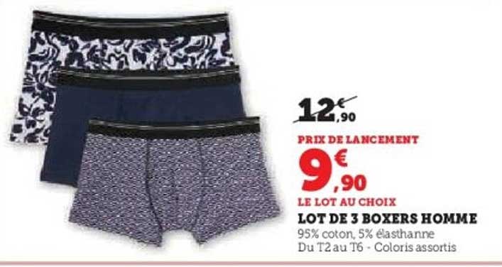 LOT DE 3 BOXERS HOMME