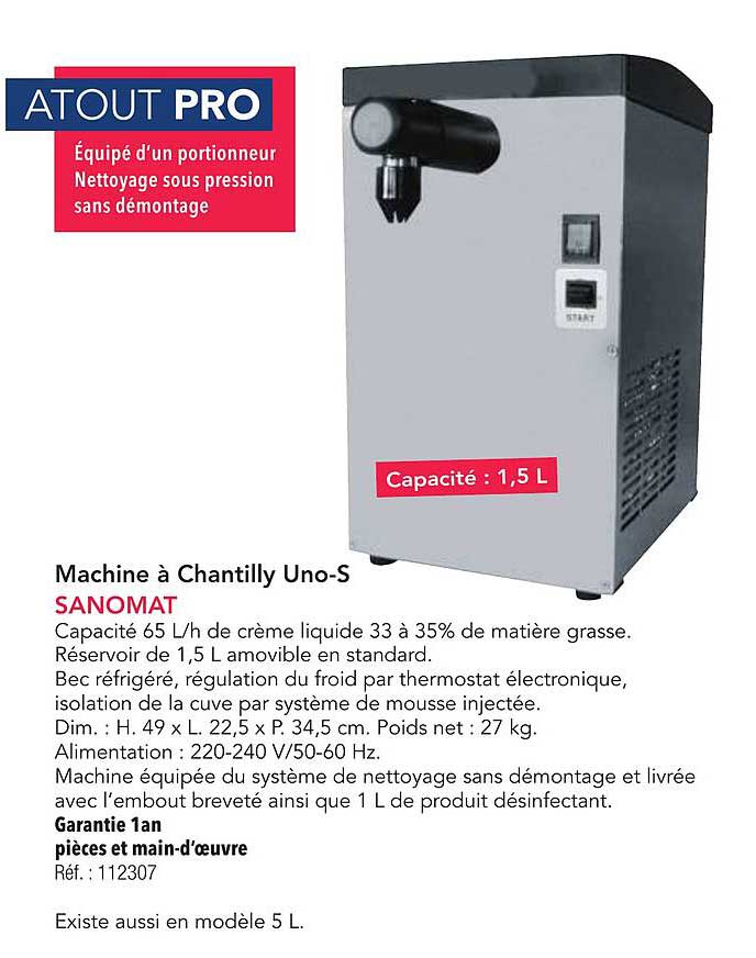 Machine à Chantilly Uno-S SANOMAT