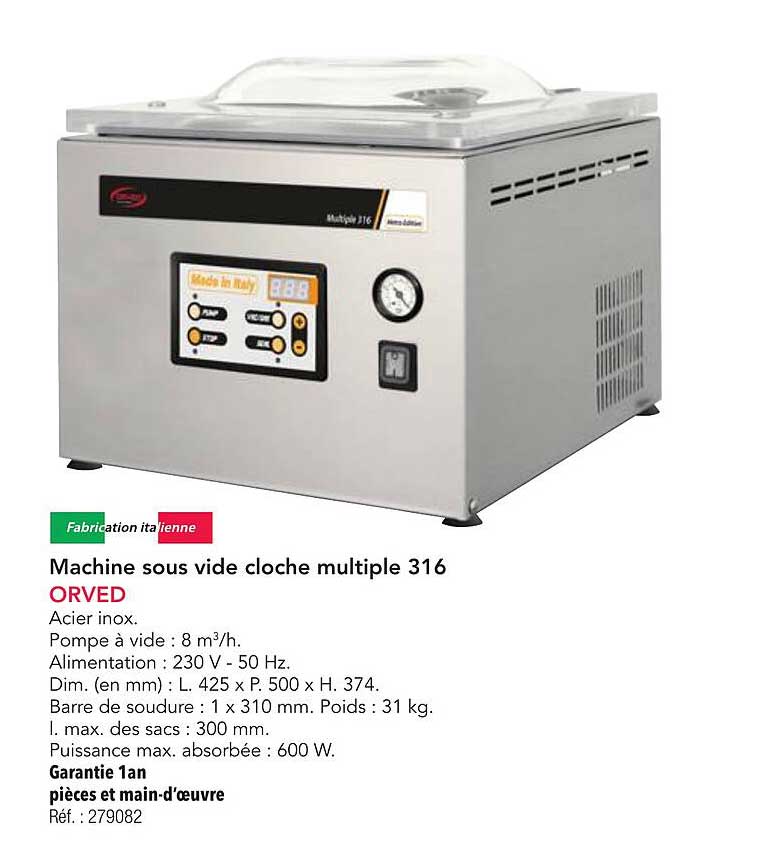 Machine sous vide cloche multiple 316