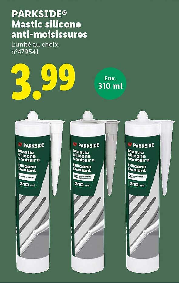 Mastic silicone anti-moissures