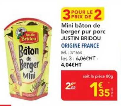 Mini bâton de berger pur porc JUSTIN BRIDOU