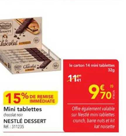 Mini tablettes chocolat noir NESTLÉ DESSERT