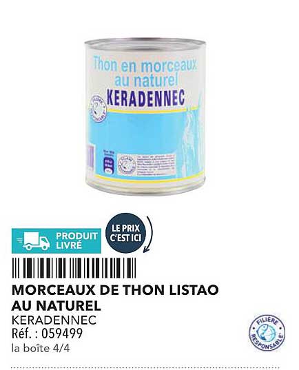 Morceaux de thon listao au naturel