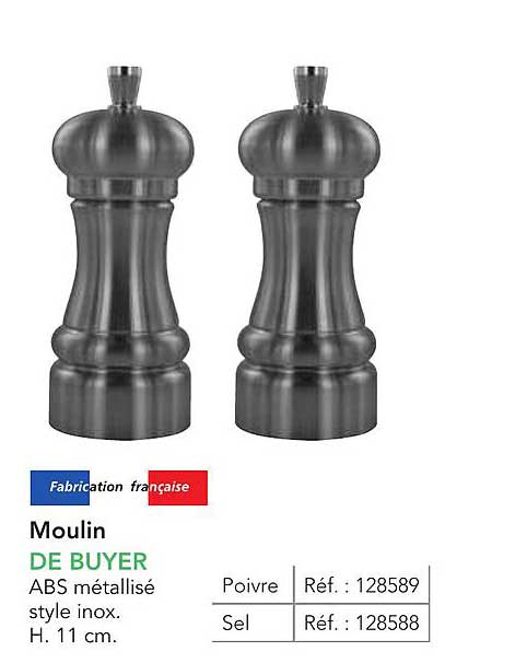Moulin DE BUYER ABS métallisé style inox H. 11 cm