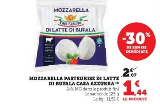 MOZZARELLA PASTEURISE DI LATTE DI BUFALA CASA AZZURRA
