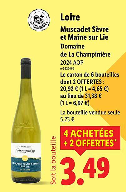 Muscadet Sèvre et Maine sur Lie Domaine de La Champinière 2024 AOP