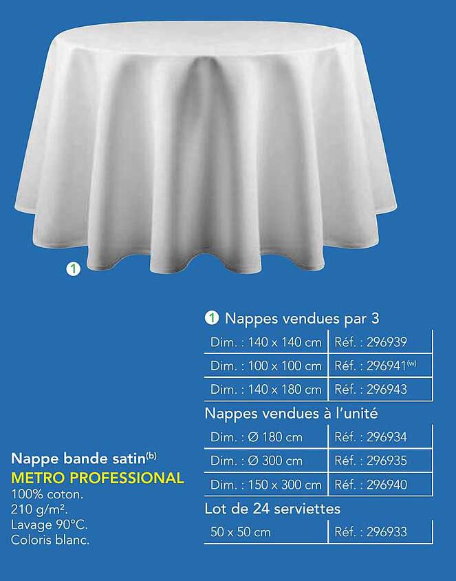 Nappe bande satin METRO PROFESSIONAL
