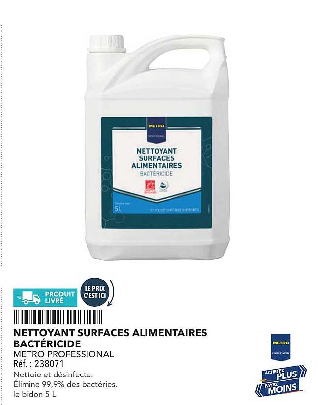 NETTOYANT SURFACES ALIMENTAIRES BACTÉRICIDE