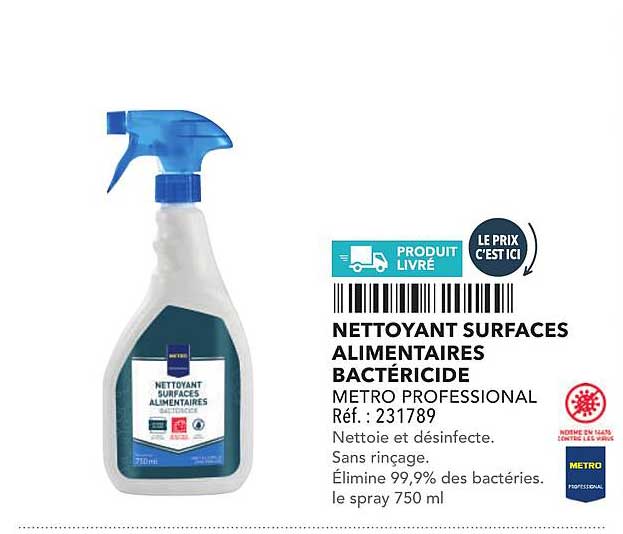 NETTOYANT SURFACES ALIMENTAIRES BACTÉRICIDE